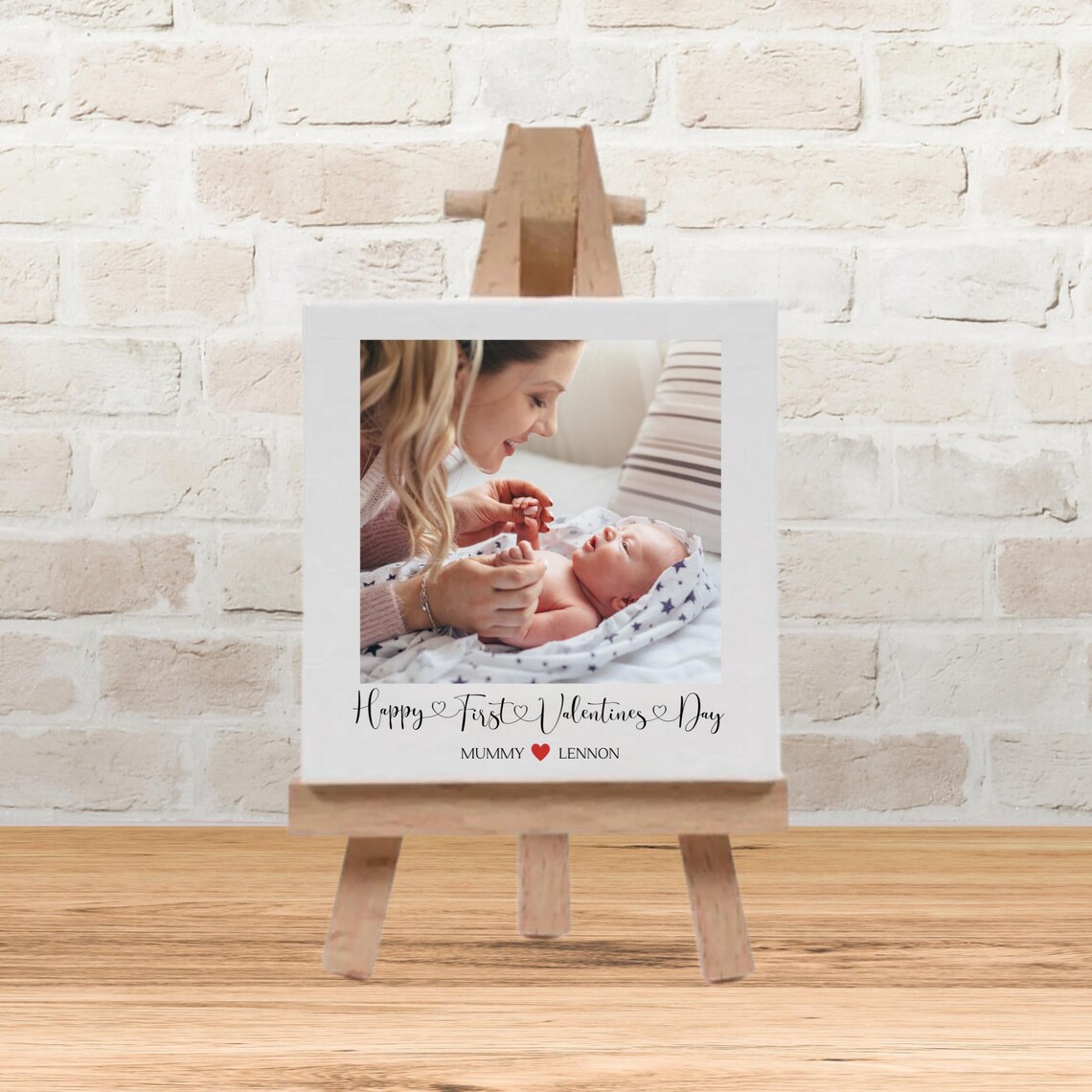 First Valentine's Day Mummy and Baby Mini Photo Tile Keepsake Print