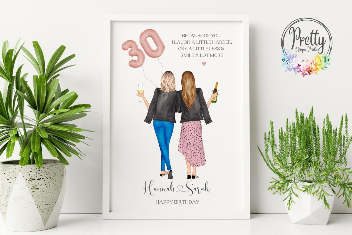 30th Birthday Gift For Her Personalised 30th Birthday Present Best Friend Print