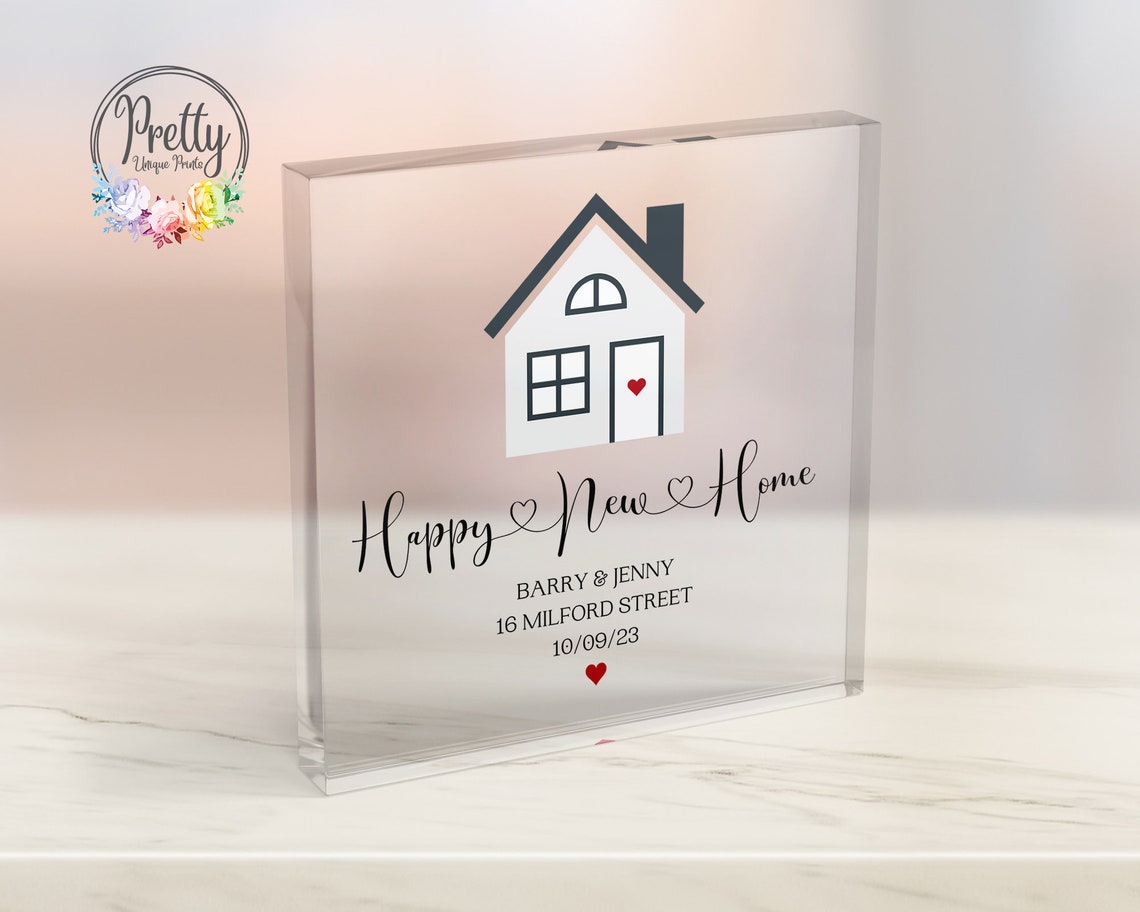 Personalised New Home Acrylic Block Happy New Home Personalized Moving Gift Housewarming Present First Home Gift New Home Present