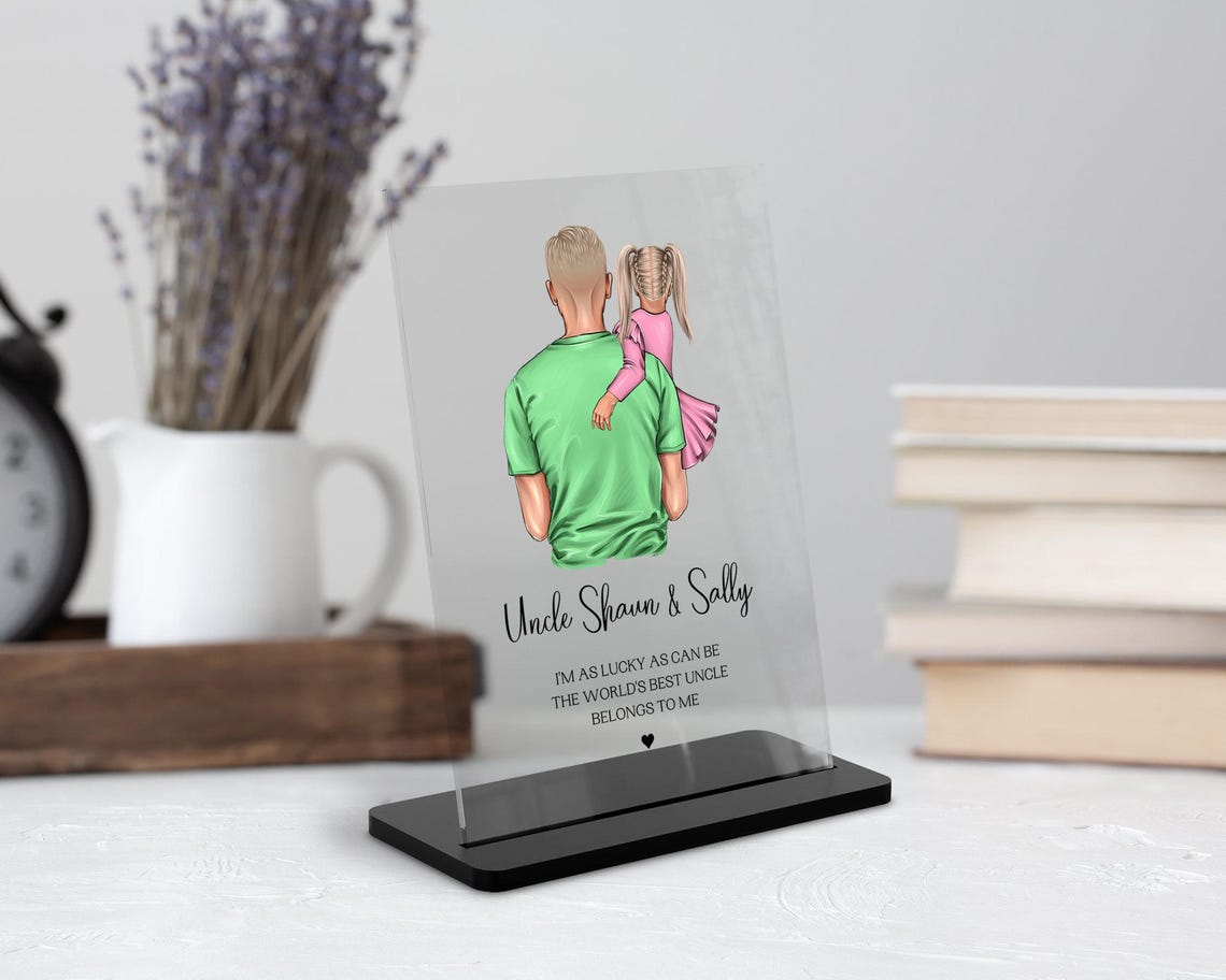 Worlds Best Uncle Personalized Uncle Niece Portrait Plaque Print