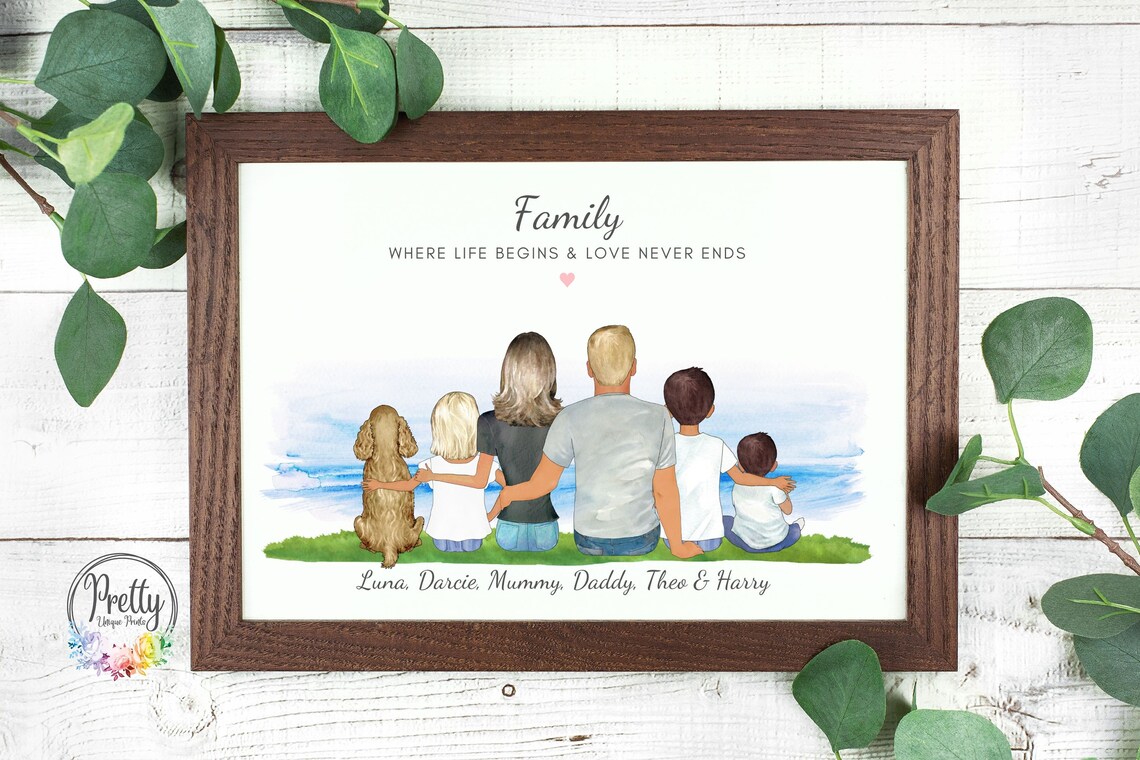 Family Where Life Begins And Love Never Ends Beach Portrait Poster