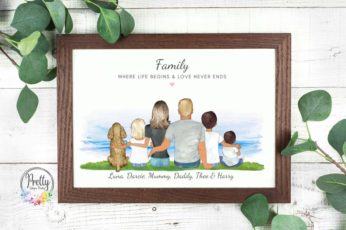 Personalised Family Print Custom Family Gift Family Pet Portrait Personalised Family Portrait Family Pet Portrait Housewarming Gift