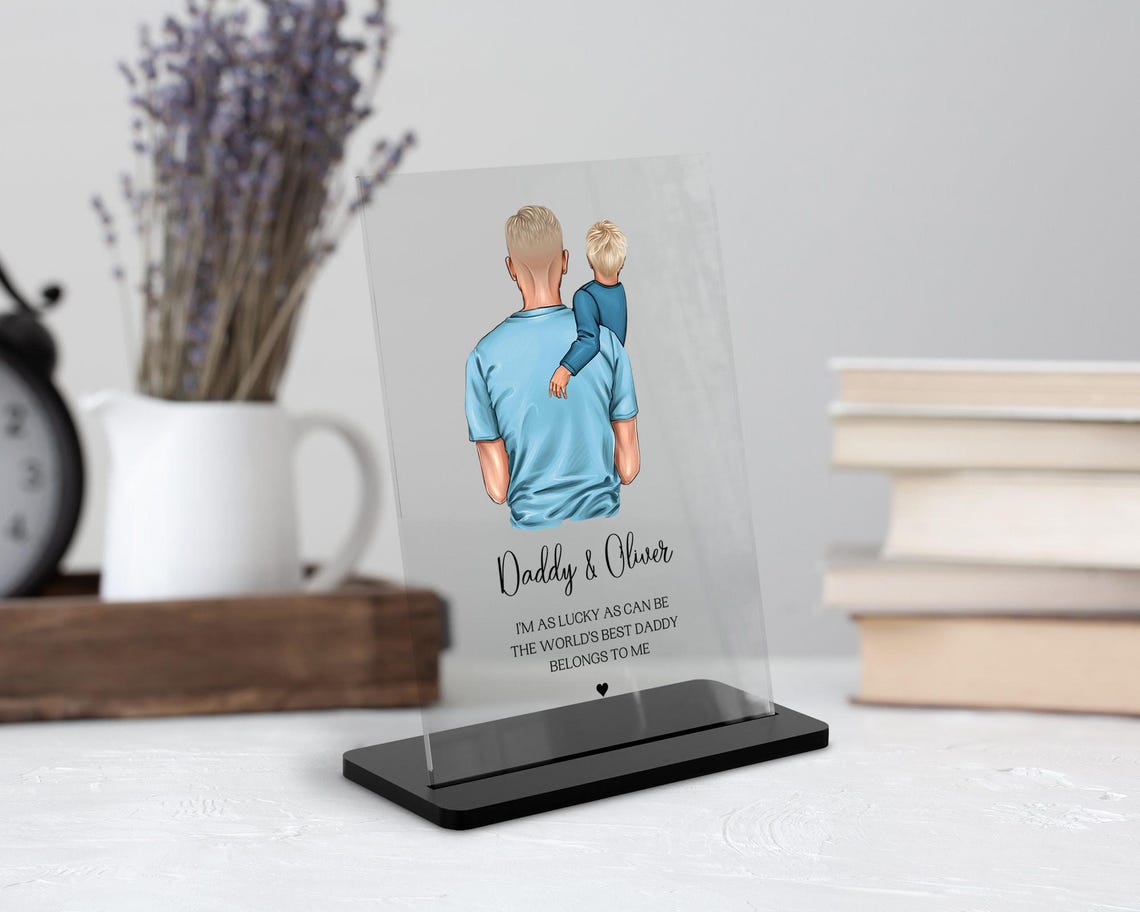 Worlds Best Daddy Personalized Father Son Portrait Plaque Print