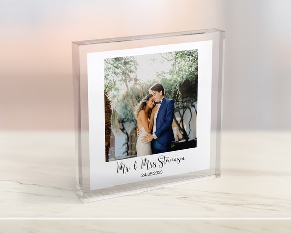 Personalised Wedding Photo Block Custom Wedding Acrylic Photo Wedding Gifts Couple Gifts Wedding Day Keepsake Memory Block