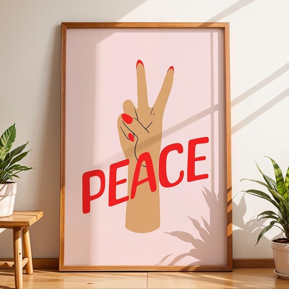 Peace Sign Hand, Peace Wall Art Print