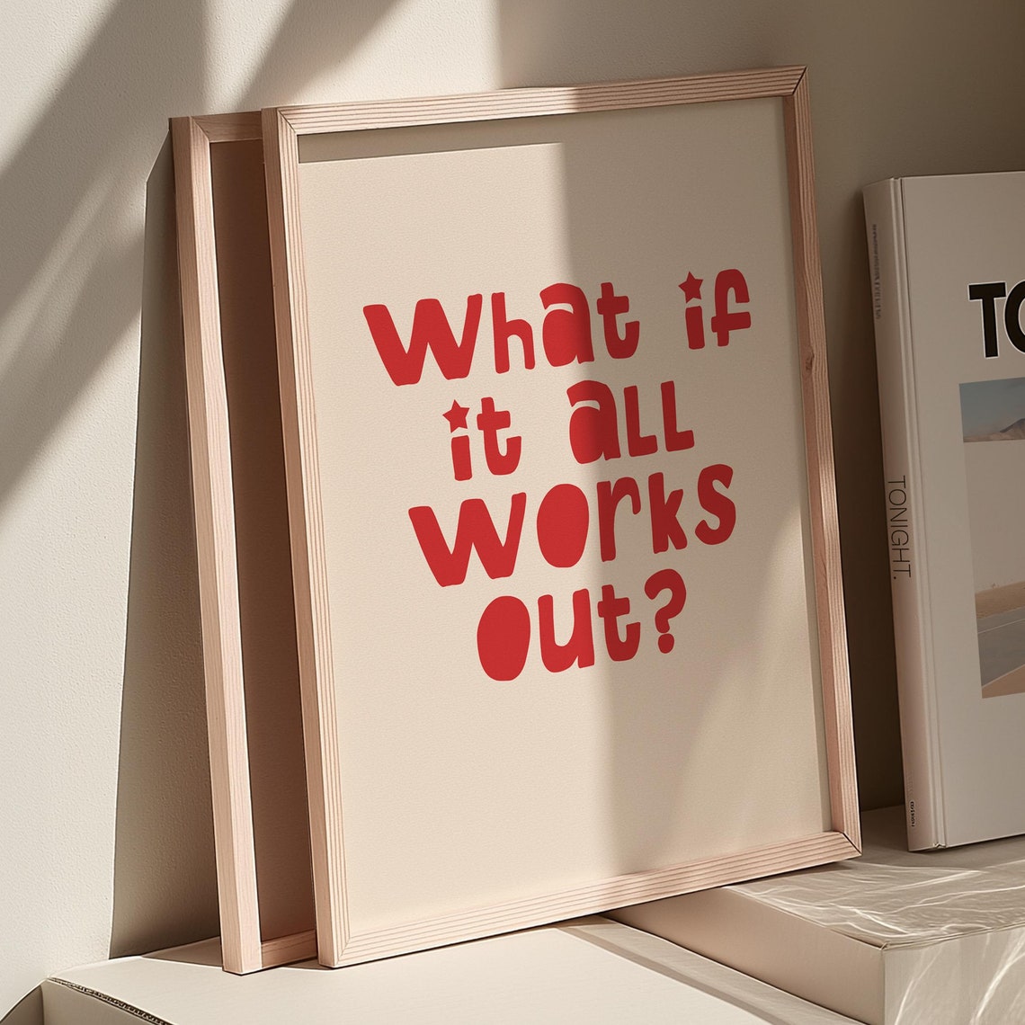 What If It All Works Out Red Typography Motivational Quote Poster