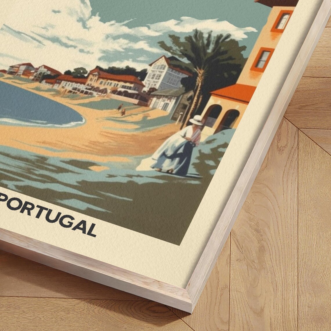 Portugal Sunny Coastal Town Beach Vintage Travel Charming Poster - Image 2