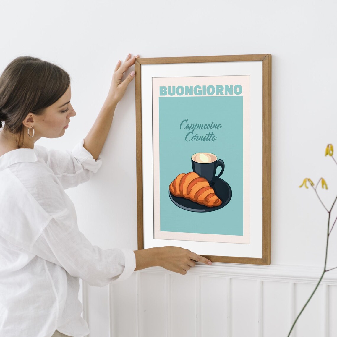 Buongiorno Cappuccino Cornetto Italian Breakfast Kitchen Poster - Image 4