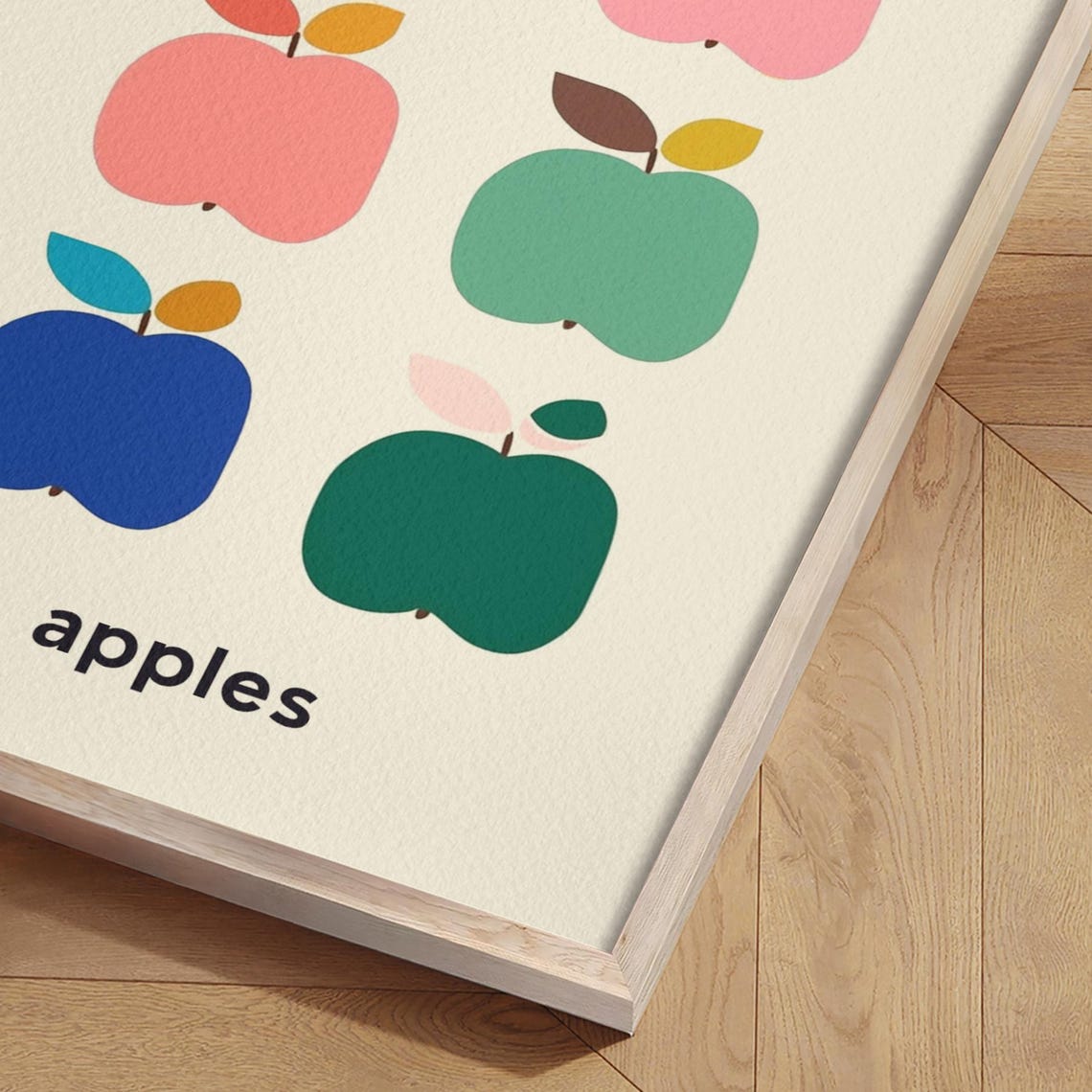 Playful Rainbow Apples Grid Mid Century Modern Kitchen Fruit Poster - Image 2