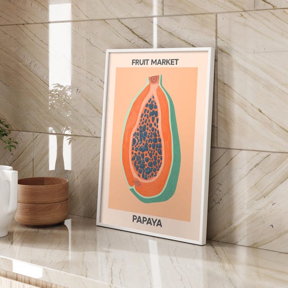 Obstmarkt Druck Papayaposter Gelbe Frchte Drucken Kunstdruck Her Girl Ungerahmt Niedliche Kchenkunst Obstmarkt Druck