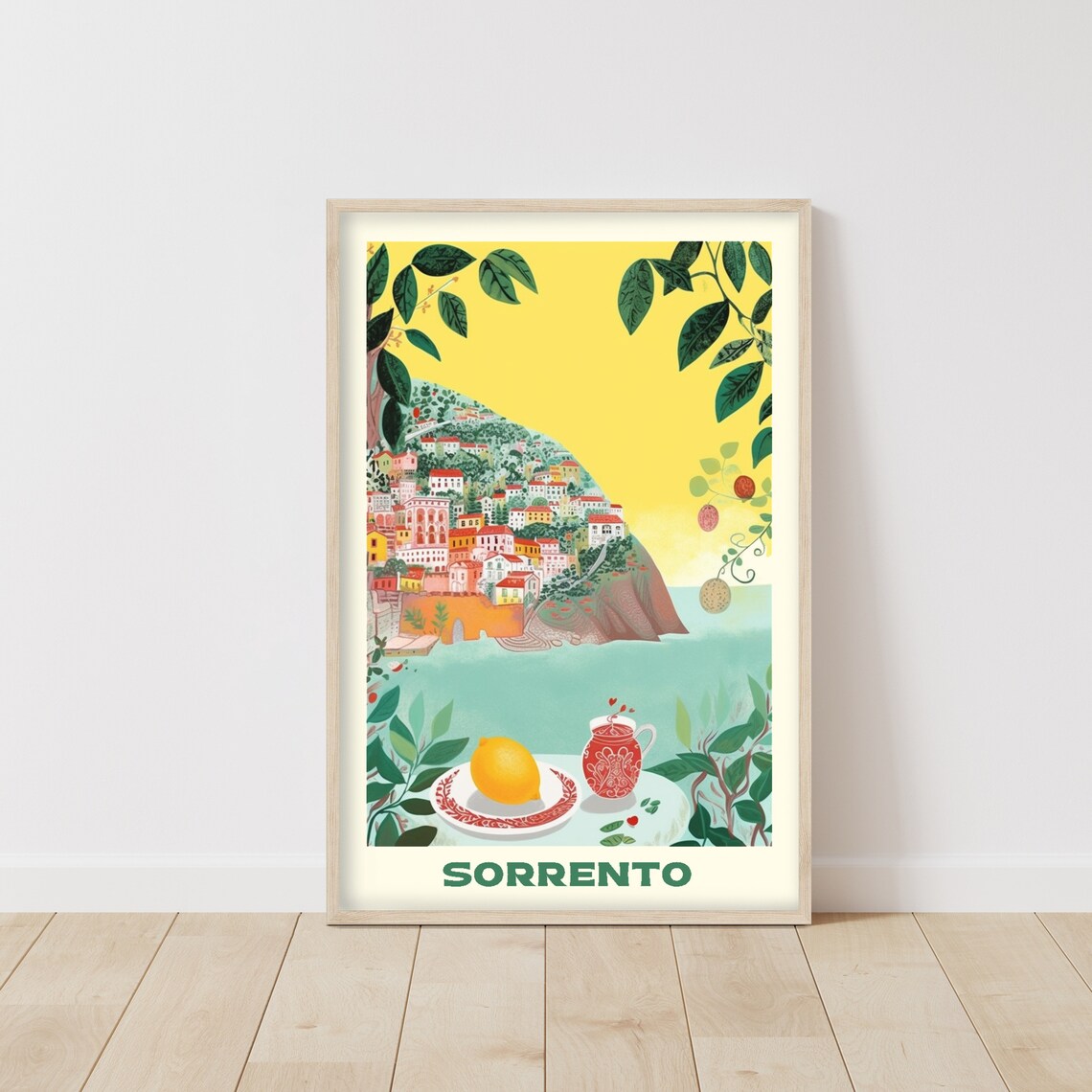 Weinlese Sorrent Altitalienisch Italienischer Druck Reiseposter Geschenk Reiseposterkunst Stadt Posterdruck Vintagereisekunst