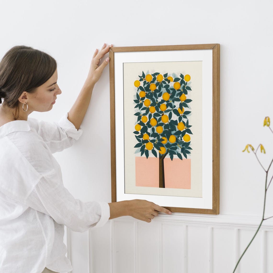 Minimalist Orange Tree Poster With Modern Botanical Citrus Art