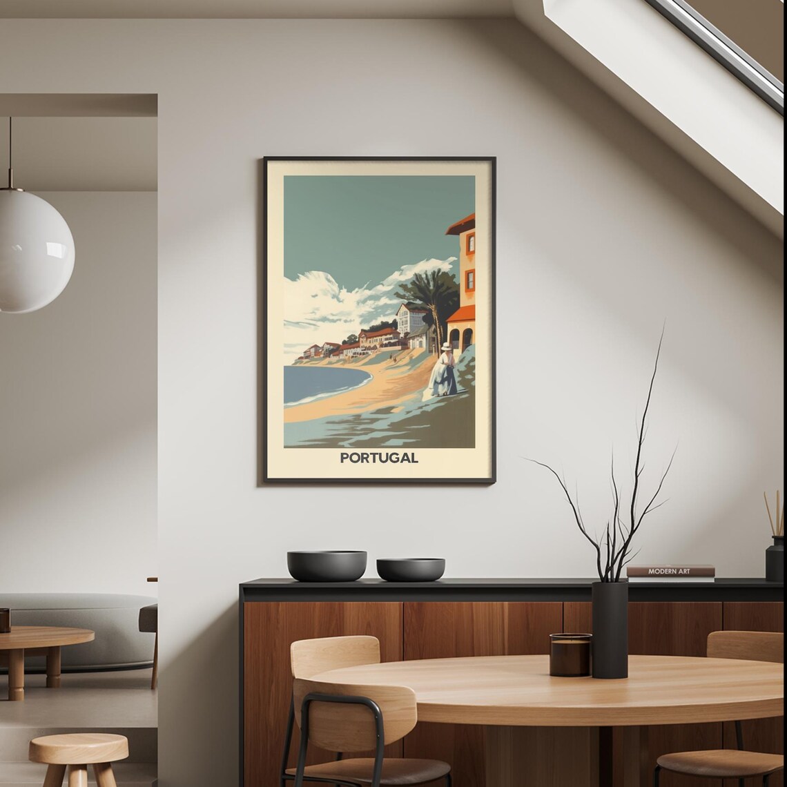 Portugal Sunny Coastal Town Beach Vintage Travel Charming Poster - Image 3
