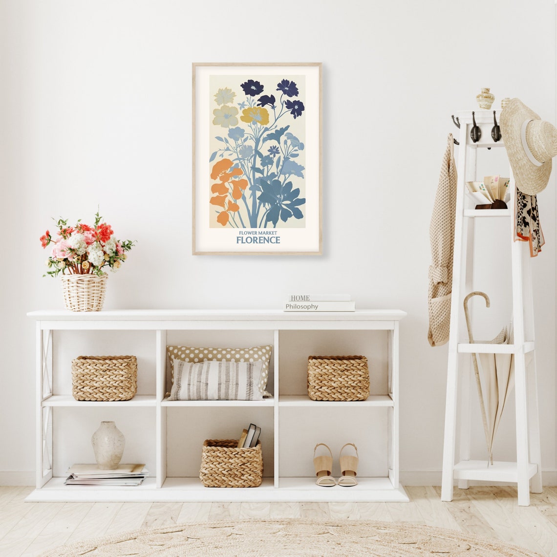 Florence Flower Market Blue Orange Wildflower Botanical Poster - Image 3