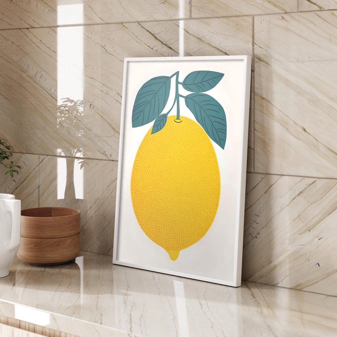Giant Lemon Citrus Fruit Kitchen Illustration Vintage Poster