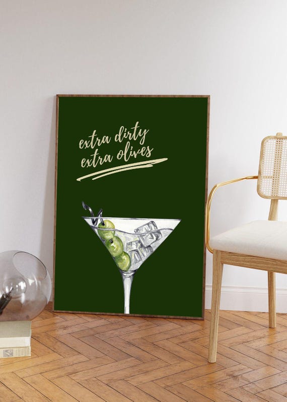 Dirty Print Cocktail Retro Poster Alcohol Bar Cart Prints Minimalist Wall Art Trendy Gallery