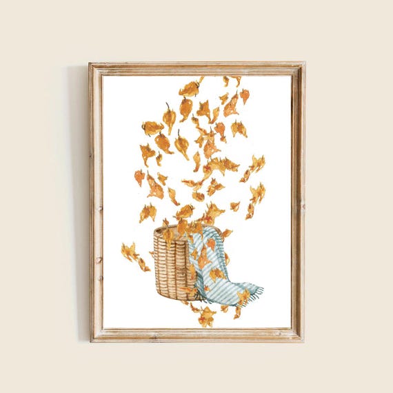 Cozy Fall Decor Seasonal Nature Print Home Thanksgiving Wall Art Rustic Autumn Leaves Neutral Farmhouse