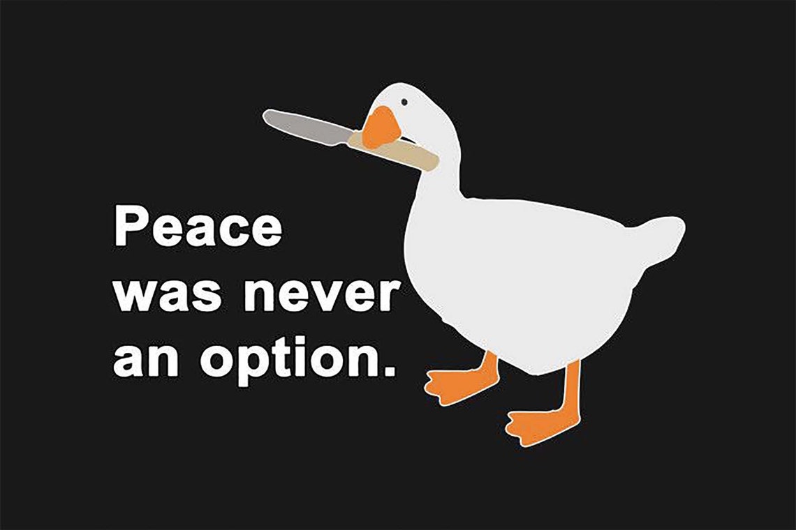 Peace Was Never An Option Goose Knife Funny Meme Tapestry Poster - Image 3
