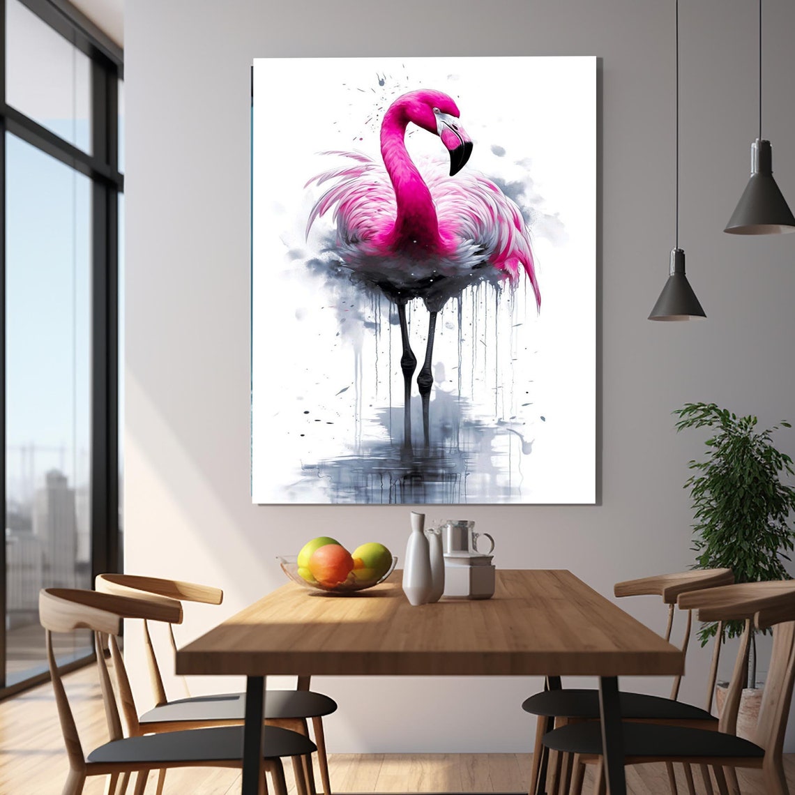 Pink Flamingo Watercolor Standing Elegant Bird Gallery Poster - Image 2