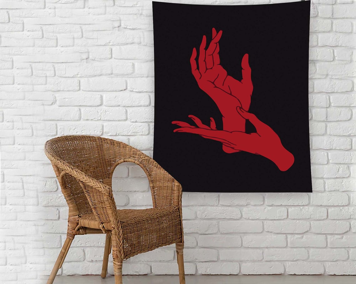 Devil Tapestry Devil Hand Tapestry Red Tapestry Minimalist Tapestry Gothic Tapestry Wall Decor Horror Tapestry Gothic Horror Tapestry - Image 2