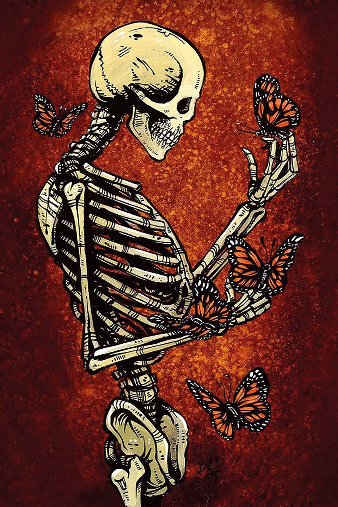Skull Gothic Minimalist Living Room Wall Art Print - Image 3
