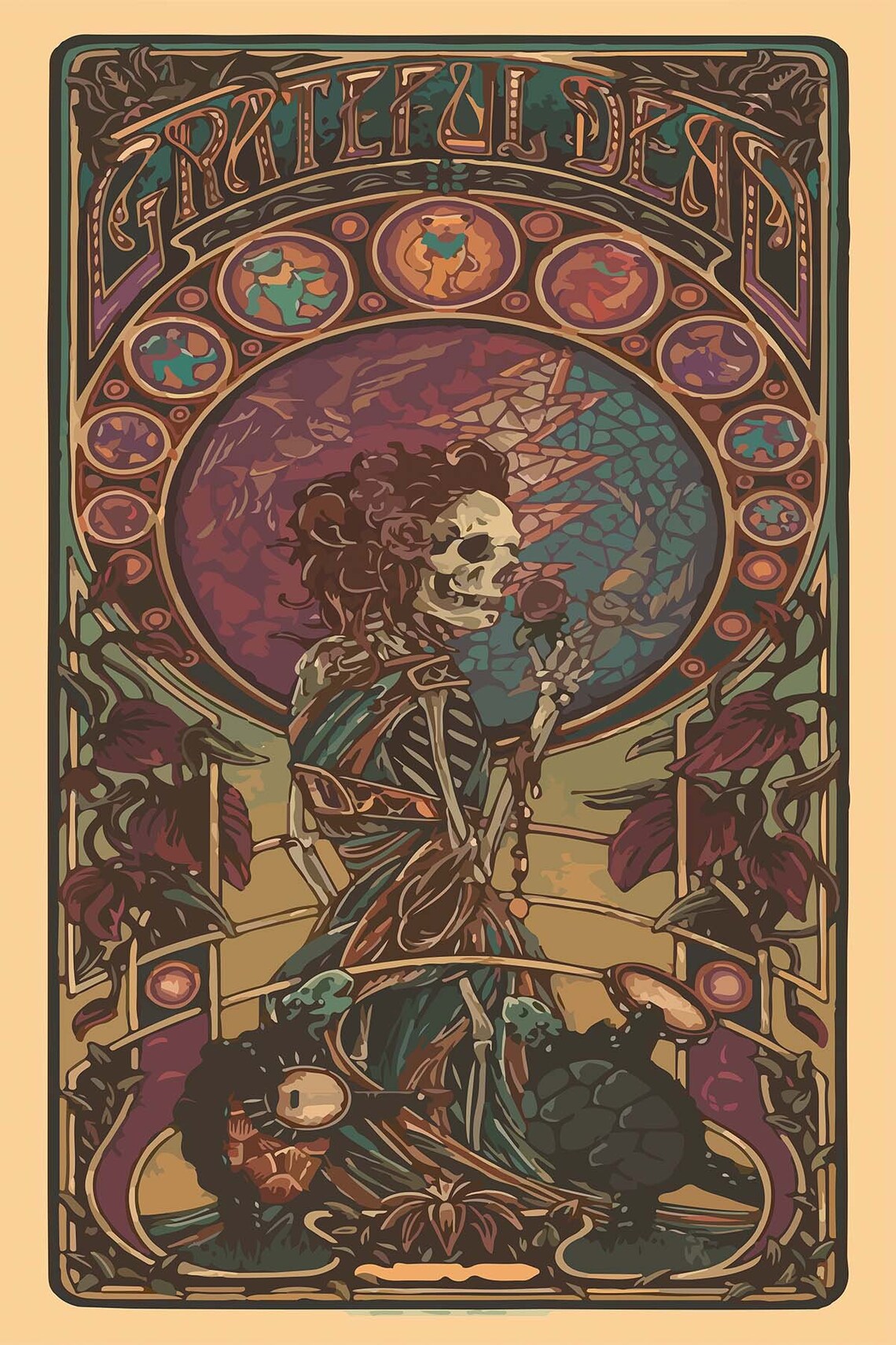 Skull Gothic Horror Tapestry Wall Art Print - Image 3