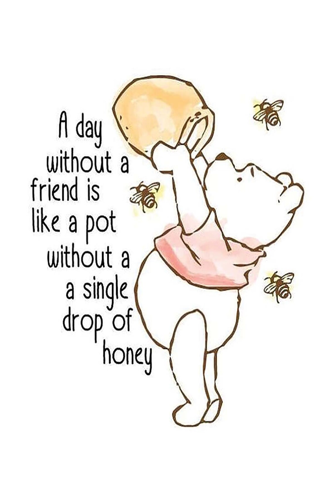 Winnie The Pooh Honey Quote Nursery Classic Bear Friendship Poster - Image 3