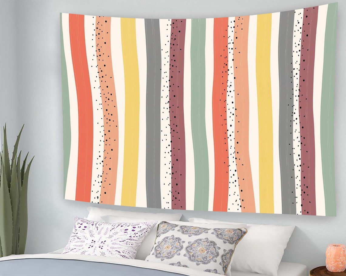 Pastel Rainbow Boho Stripes Speckled Vertical Modern Tapestry Poster