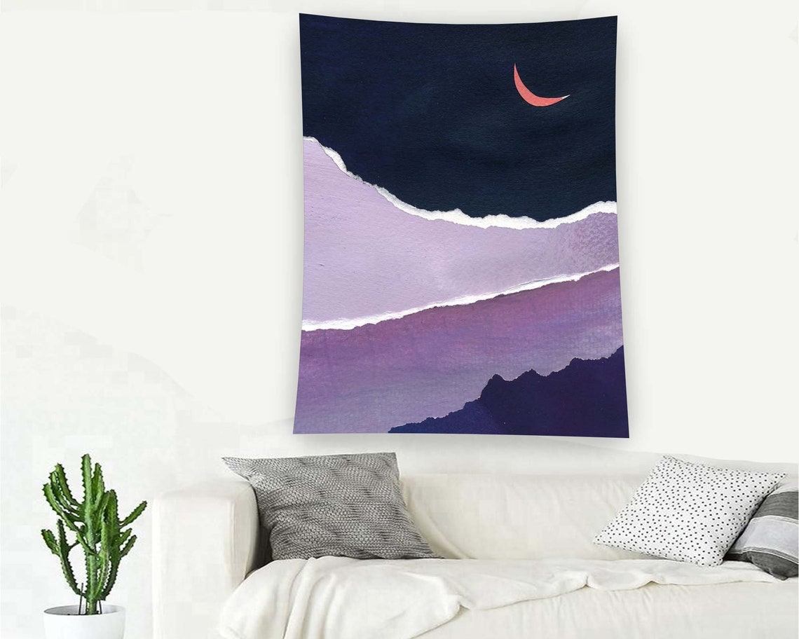 Purple Tapestry Colorful Wall Decor College Tapestry Moon Pattern Tapestry Tapestry Wall Hanging Decor Tapestry Aesthetic Decor - Image 3
