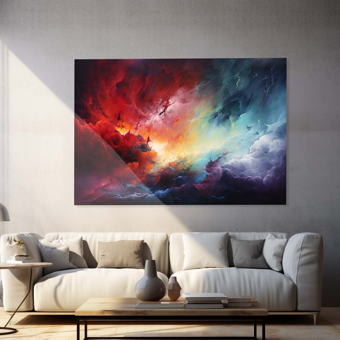 Dramatic Colorful Storm Clouds Abstract Nebula Sky Modern Art Poster