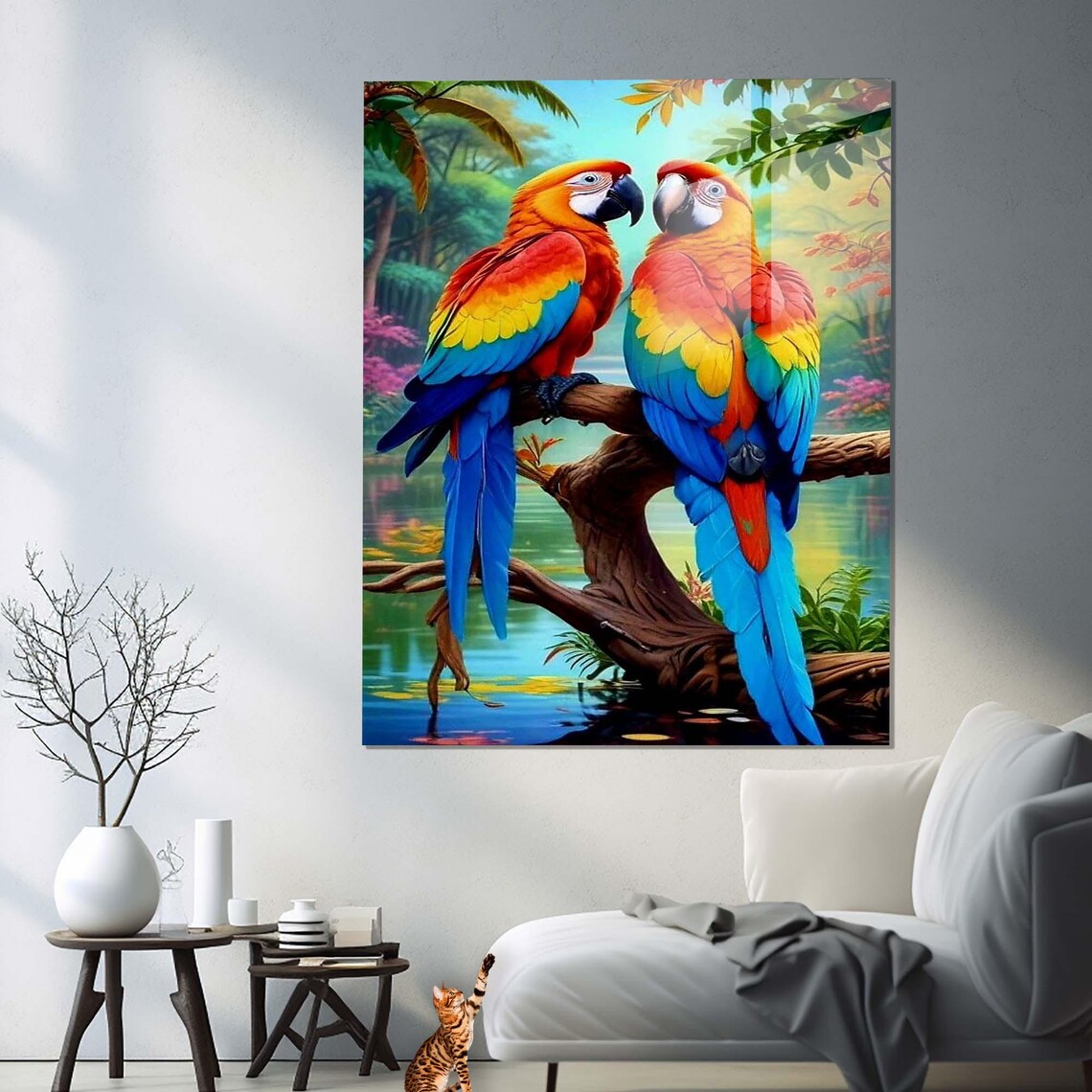 Parrot Tropical Design Glass Wall Art, Wall Decor - Image 3