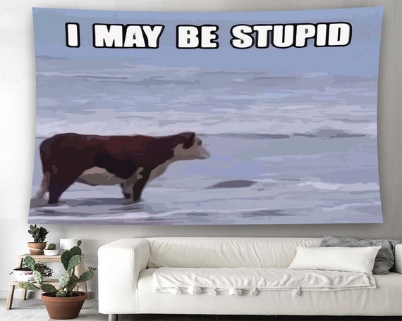 Cow Memes Minimalist Funny Wall Art Print