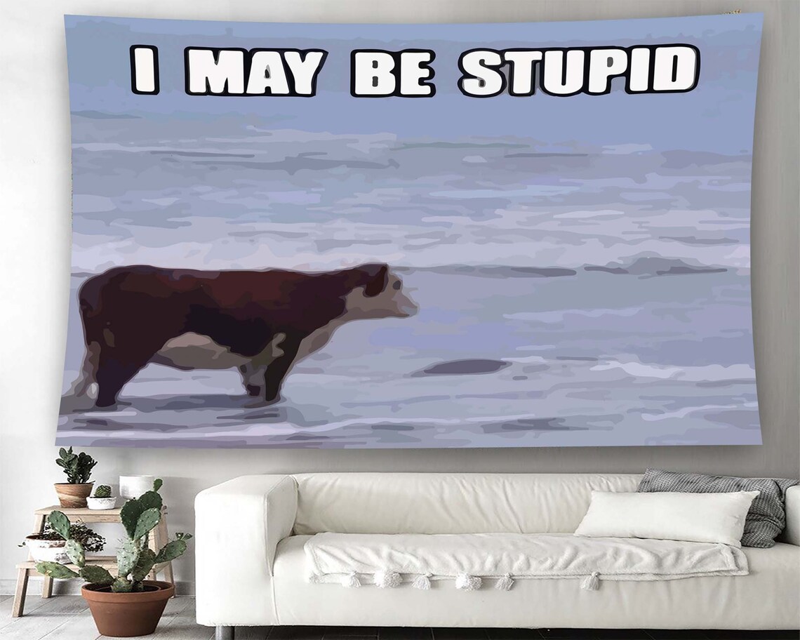 Cow Memes Minimalist Funny Wall Art Print