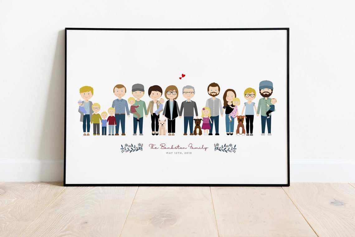 Personalized Harrigan Family Minimalist Illustration Portrait Poster - Image 4
