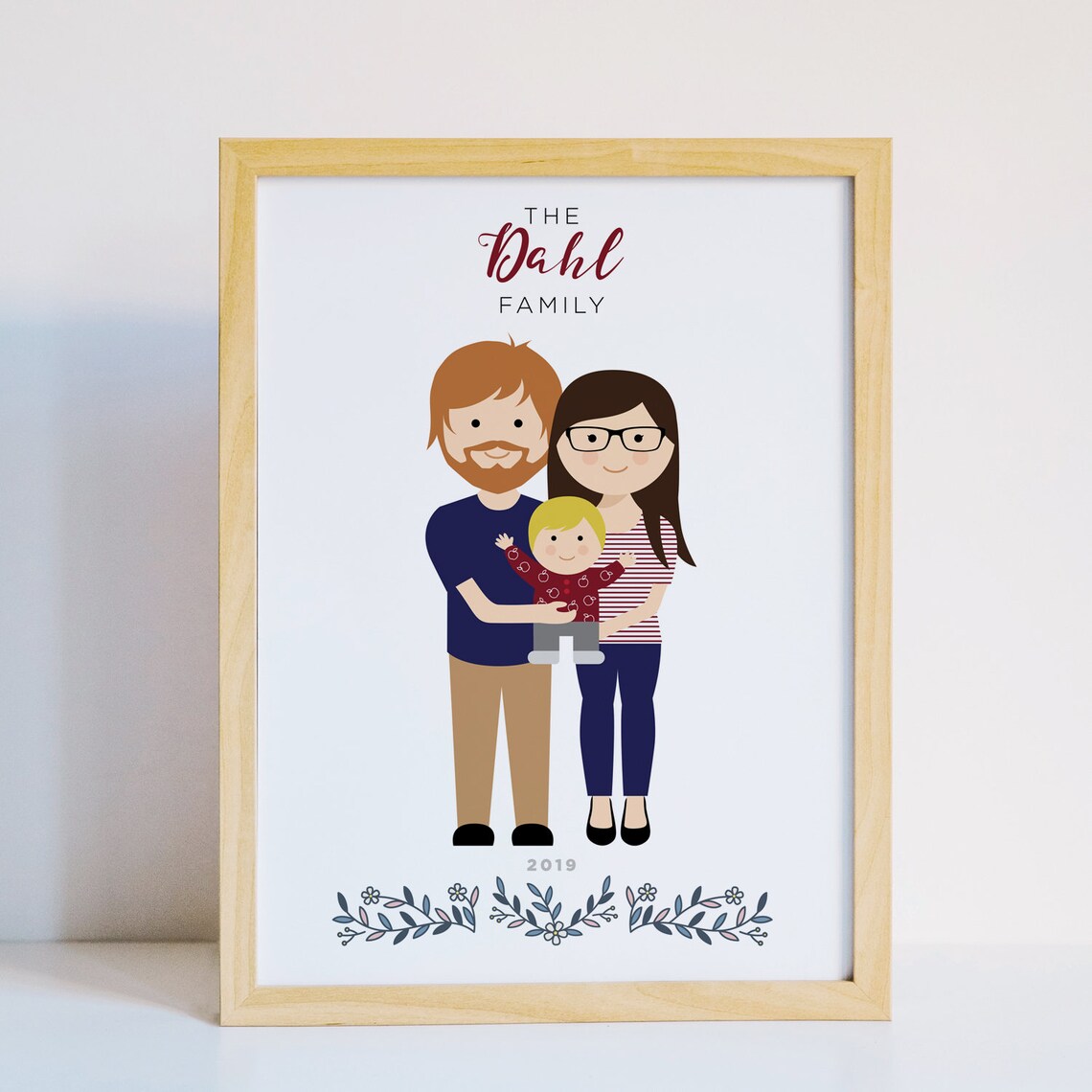 Personalized Gulizia Family with Dog and Cat Illustration Poster - Image 3