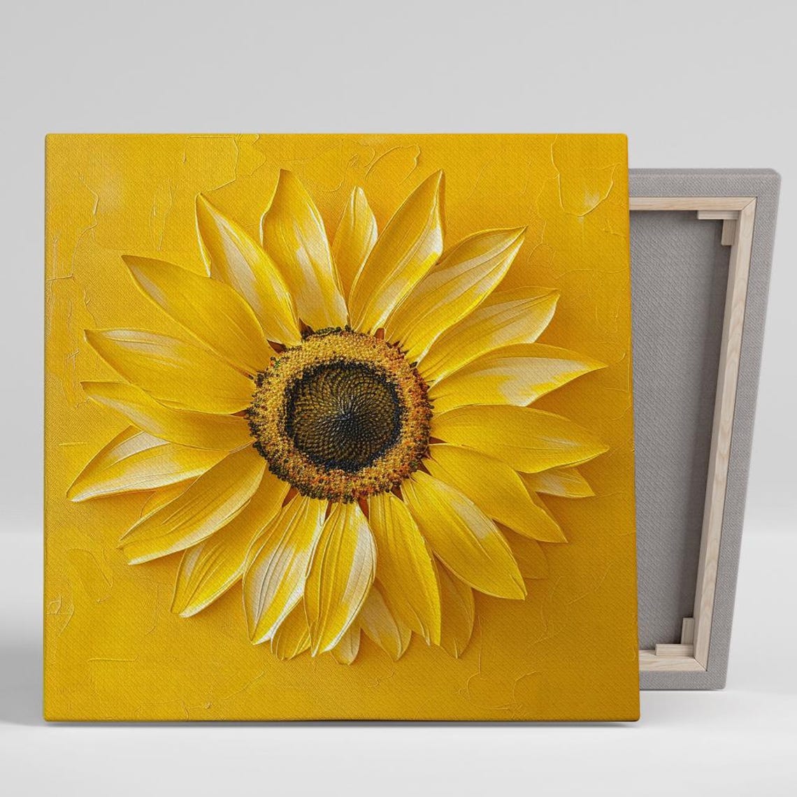 Bright Yellow Sunflower Impasto Cheerful Sunny Floral Art Wall Poster