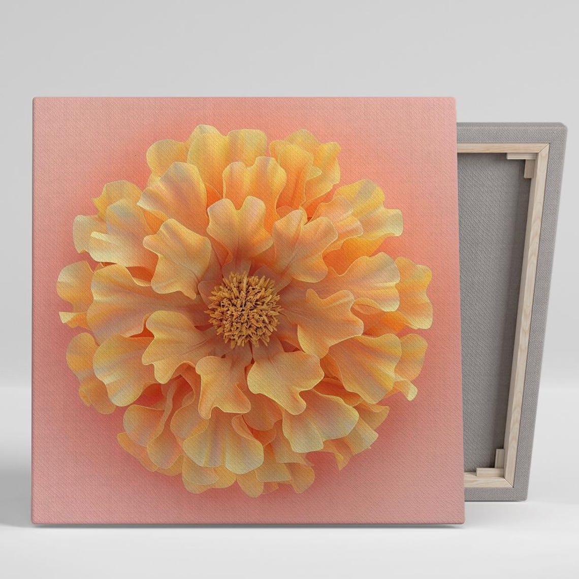 Fluffy Orange Marigold Blush Pink Soft 3D Modern Floral Print