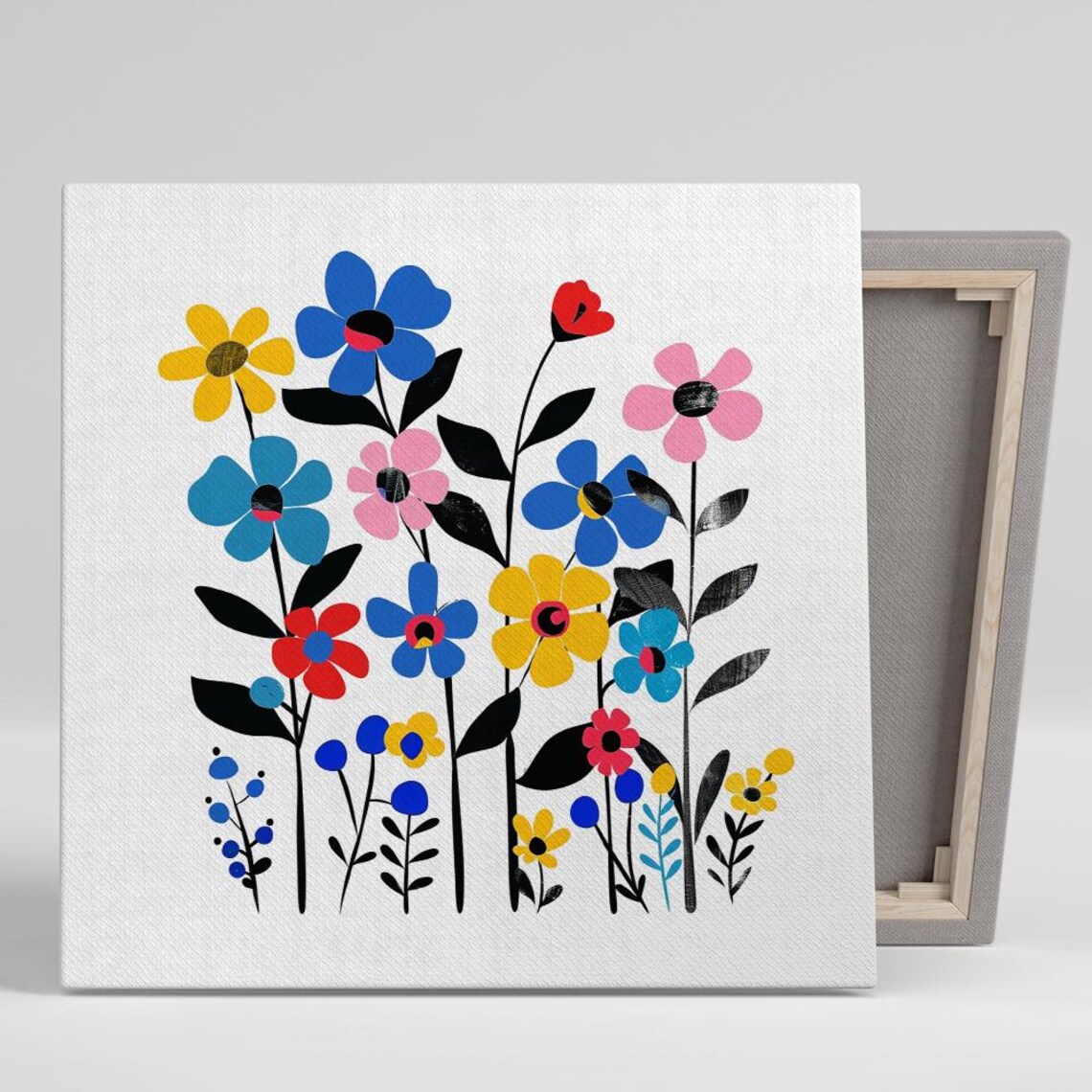 Playful Wildflower Meadow Flat Illustration Floral Art Poster