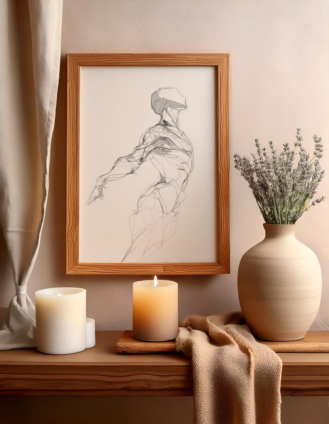 Minimalist Abstract Figure Line Art Sketch of a Standing Pose Poster