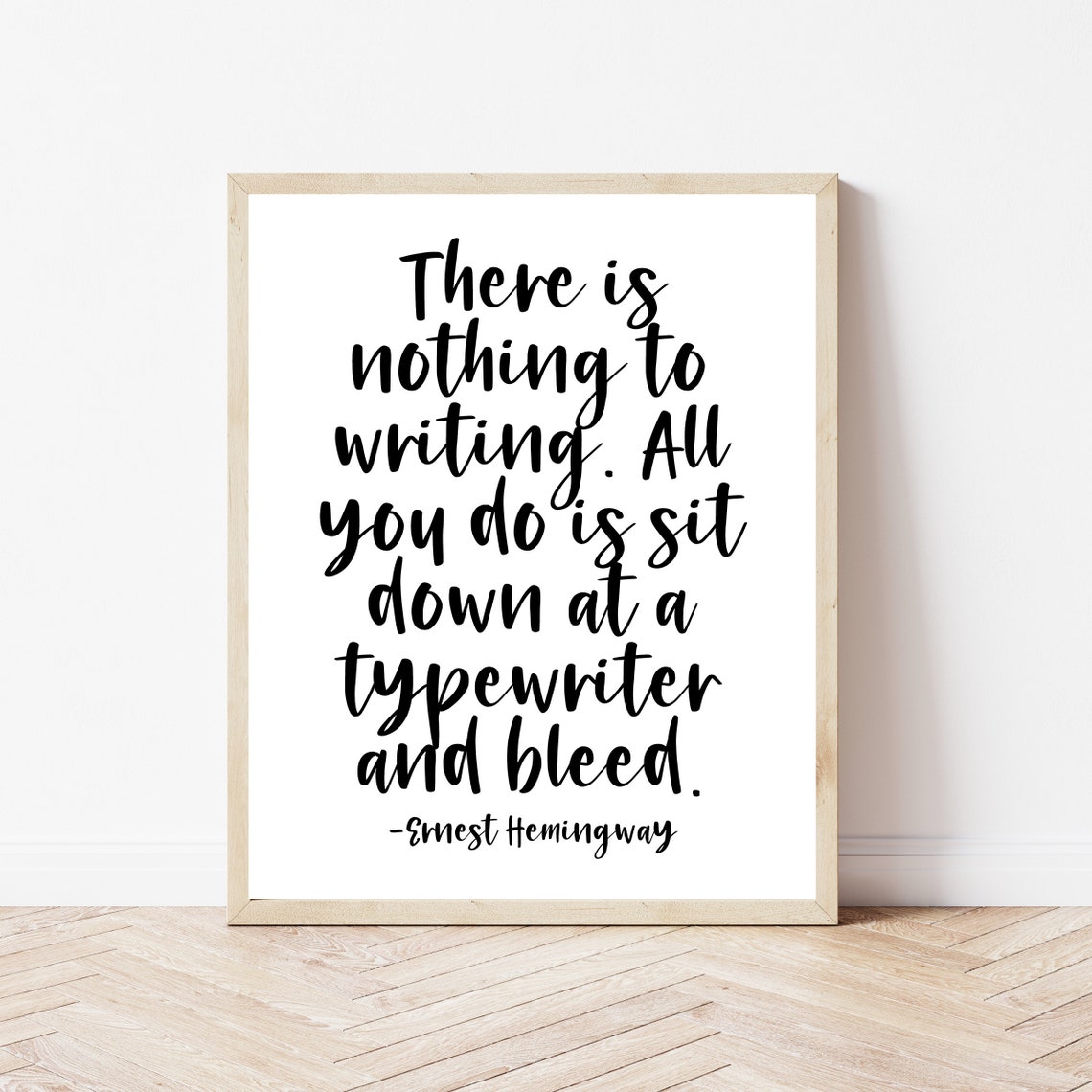 Ernest Hemingway Sit Down At A Typewriter And Bleed Literary Poster