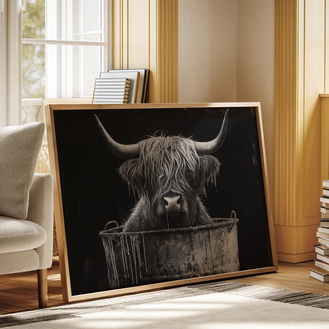 Highland Cow, Rustic Modern Farmhouse Art Print