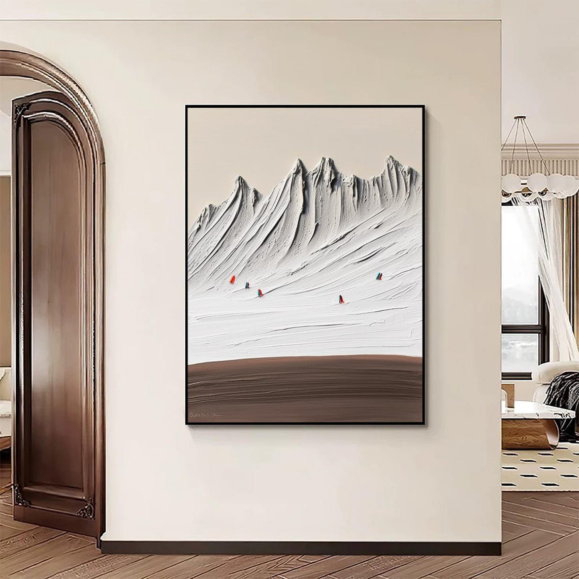 Large White Mountain Texture Painting Hand Painted Abstract Mountain Wall Art Painting White Mountain Painting On Mountain Wall Art - Image 2