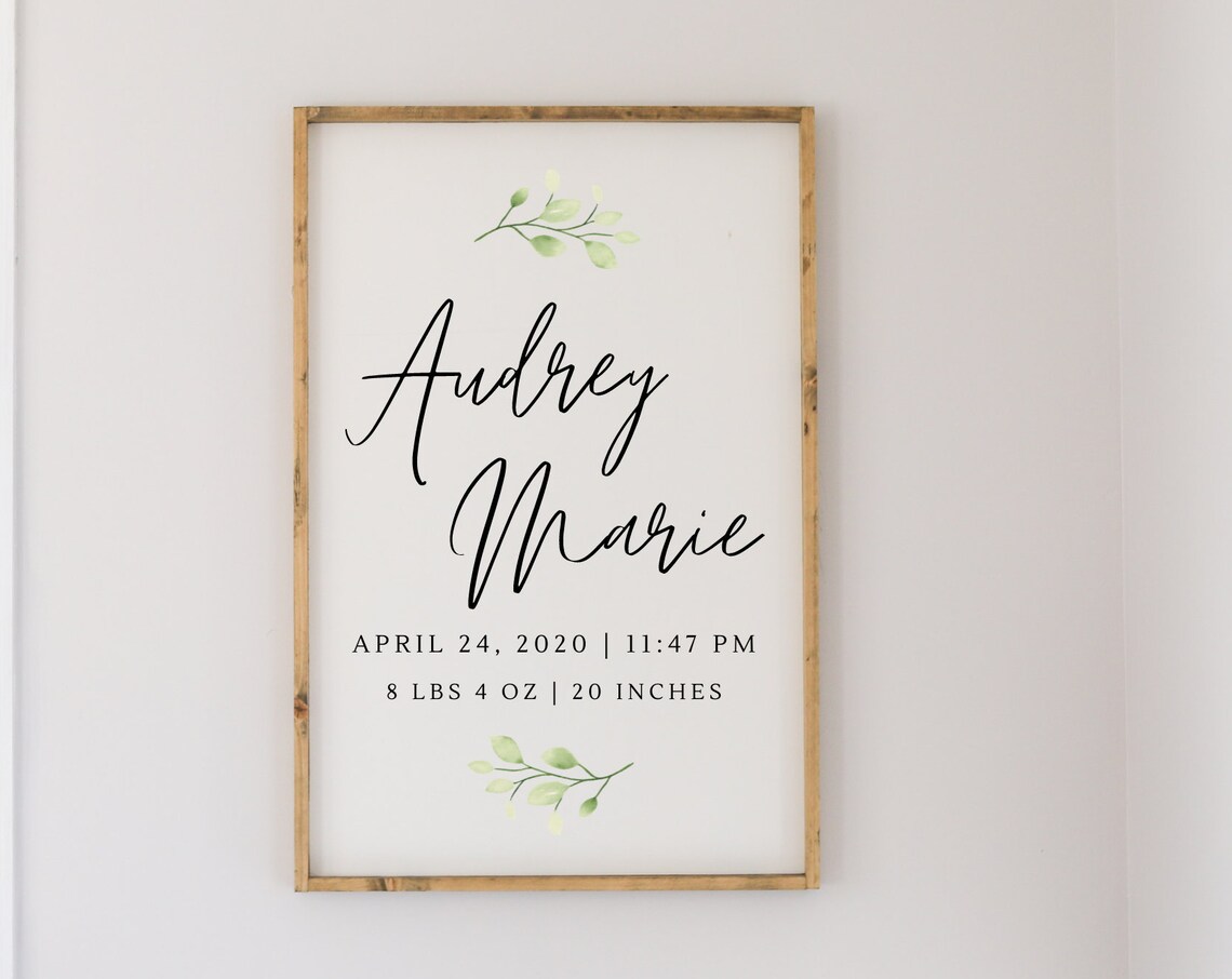 Audrey Marie Baby Stat Sign Birth Details Nursery Keepsake Poster