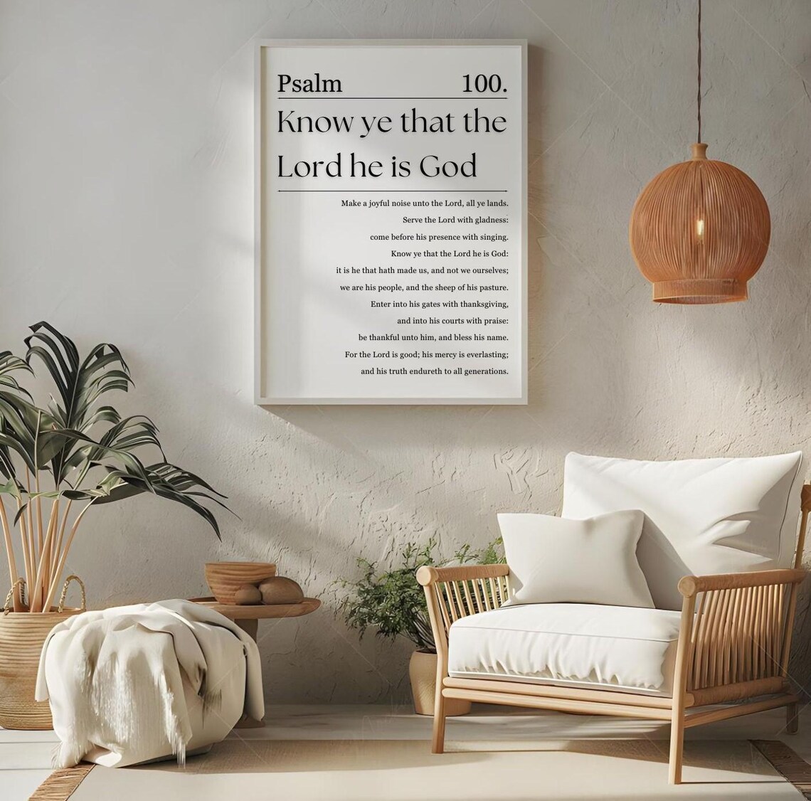 Psalm 100 Know Ye That The Lord He Is God Bible Verse Wall Art Poster - Image 2