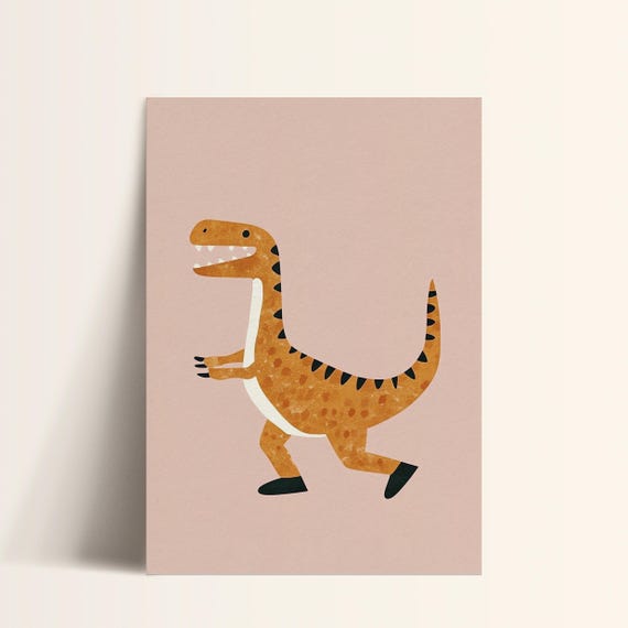 Colorful Dinosaur Wall Art Kids Room Decor Nursery Dinosaur Playroom Poster Toddler Wall Art Whimsical Kids Print