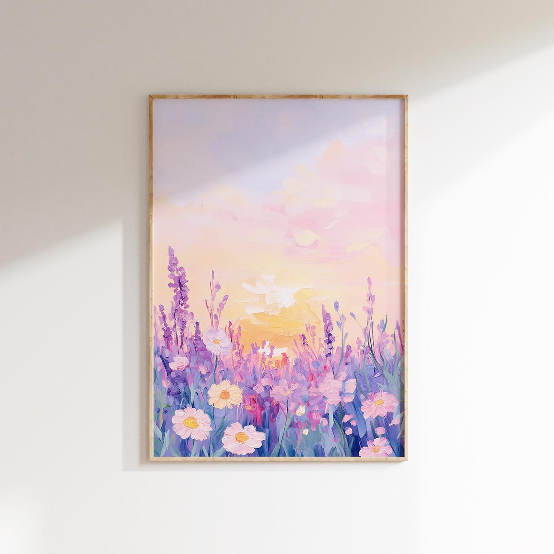 Lavender Sunset Wildflowers Dreamy Impasto Floral Meadow Art Poster