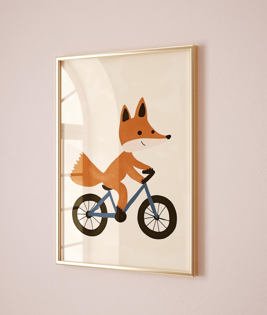 Smiling Fox Riding a Blue Bicycle Cute Kids Animal Nursery Poster - Image 5
