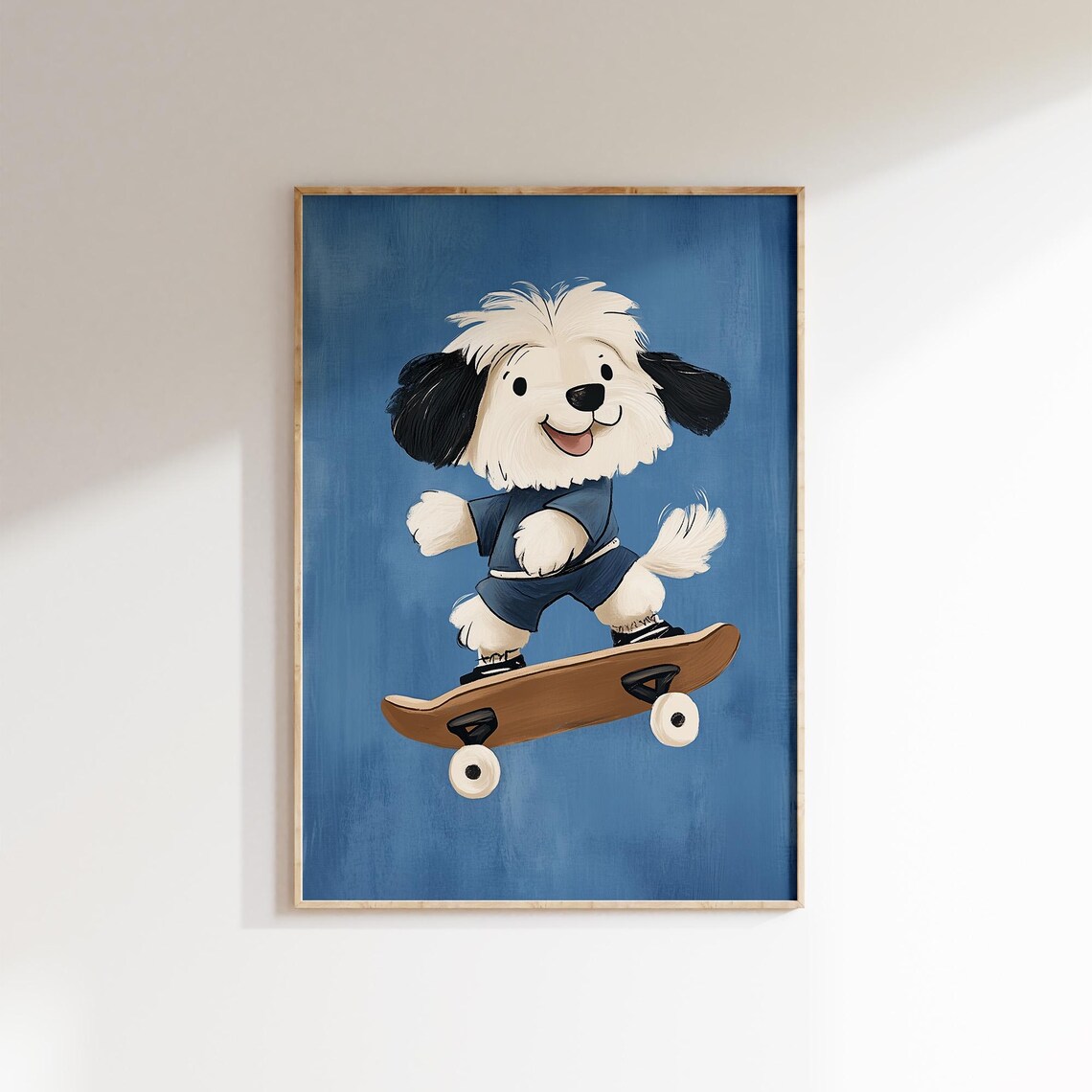 Skateboarding Puppy Dog Cartoon Rider Playful Nursery Kids Poster - Image 2