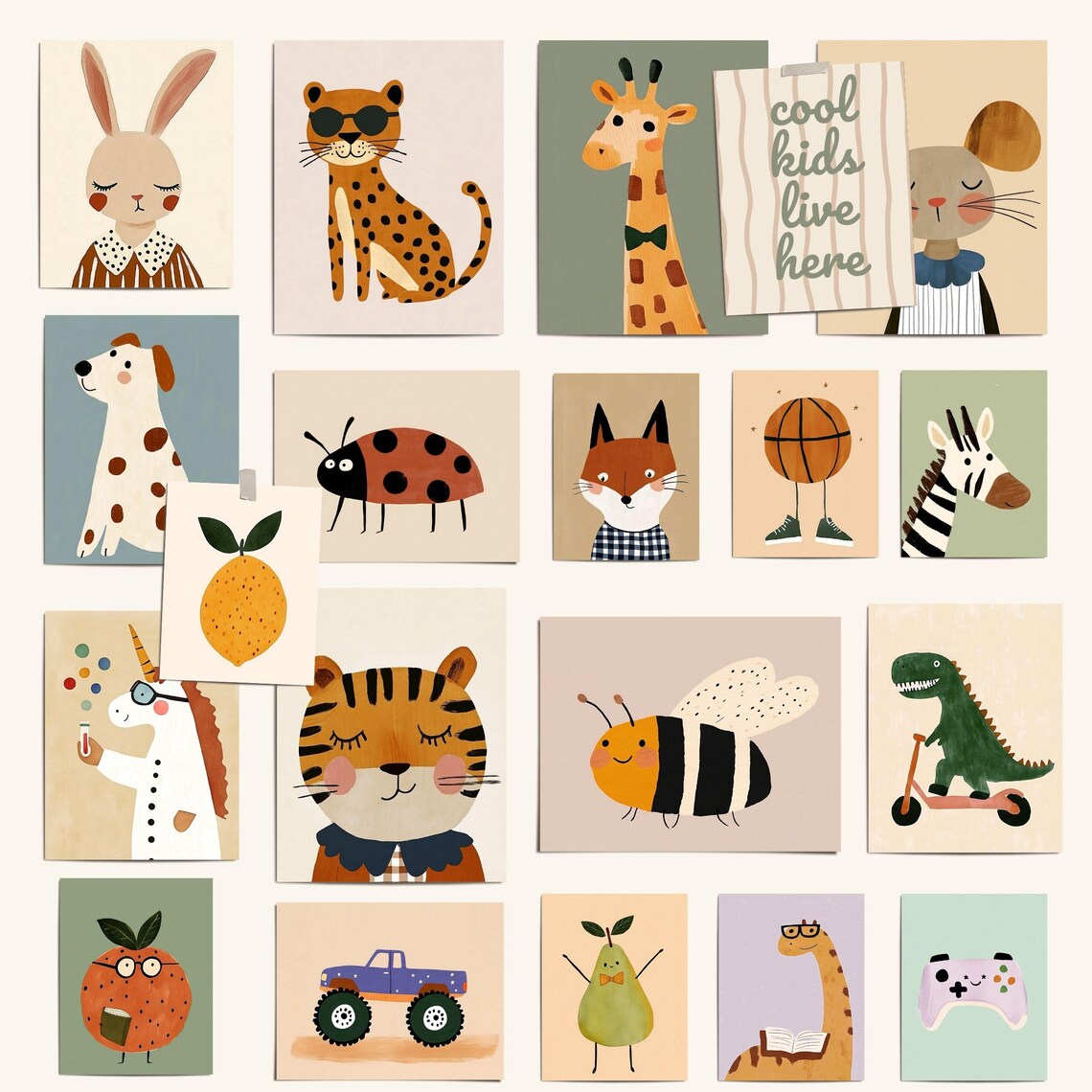 Modern Kids Wall Art Bundle, Nursery Decor