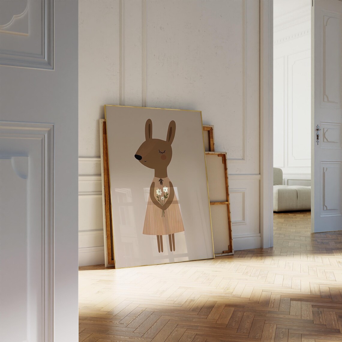 Cute Kangaroo in Floral Dress Kids Room Print Sweet Nursery Animal Art - Image 2